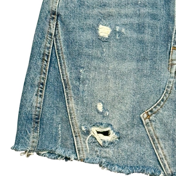 We The Free | Free People Distressed High Rise Raw Hem Button Front Mini Skirt - Picture 5 of 12
